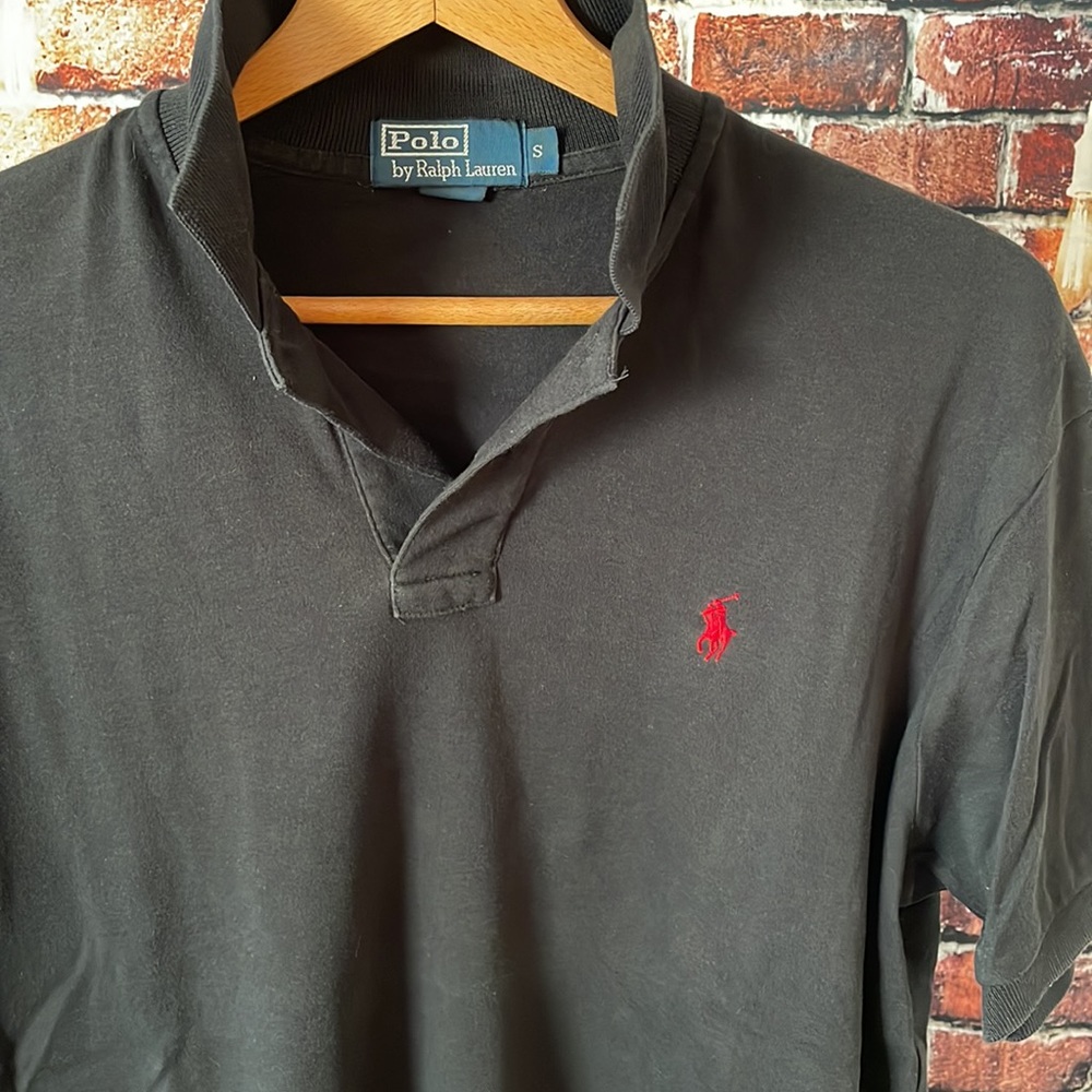 Ralph Lauren Polo men’s black short sleeve shirt red pony stretchy loose fit